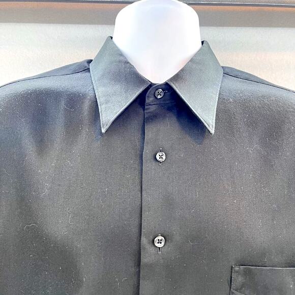 Geoffrey Beene sateen long sleeve dress shirt black mens sz Lg, 16-1/2, 34/35 - Picture 2 of 7